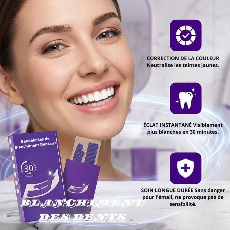 Bandelettes Blanchissantes Violettes – Sourire Éclatant en 30 Minutes | Émail Préservé