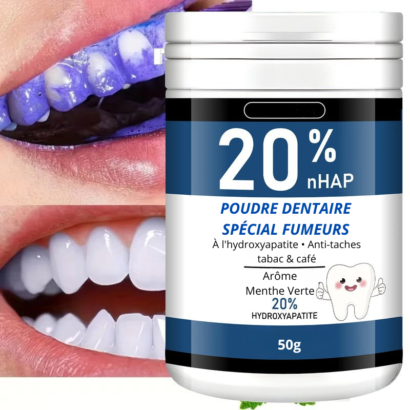 Poudre Dentaire Blanchissante 20% nHAP – Spearmint | Sans Produits Chimiques Agressifs