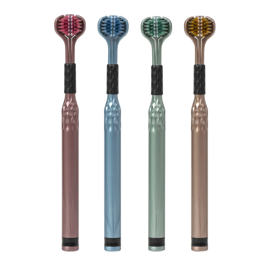 Brosse à Dents 3 Faces – Tête en U, Poils Souples | Brossage Complet en 1 Geste | DentaGlow